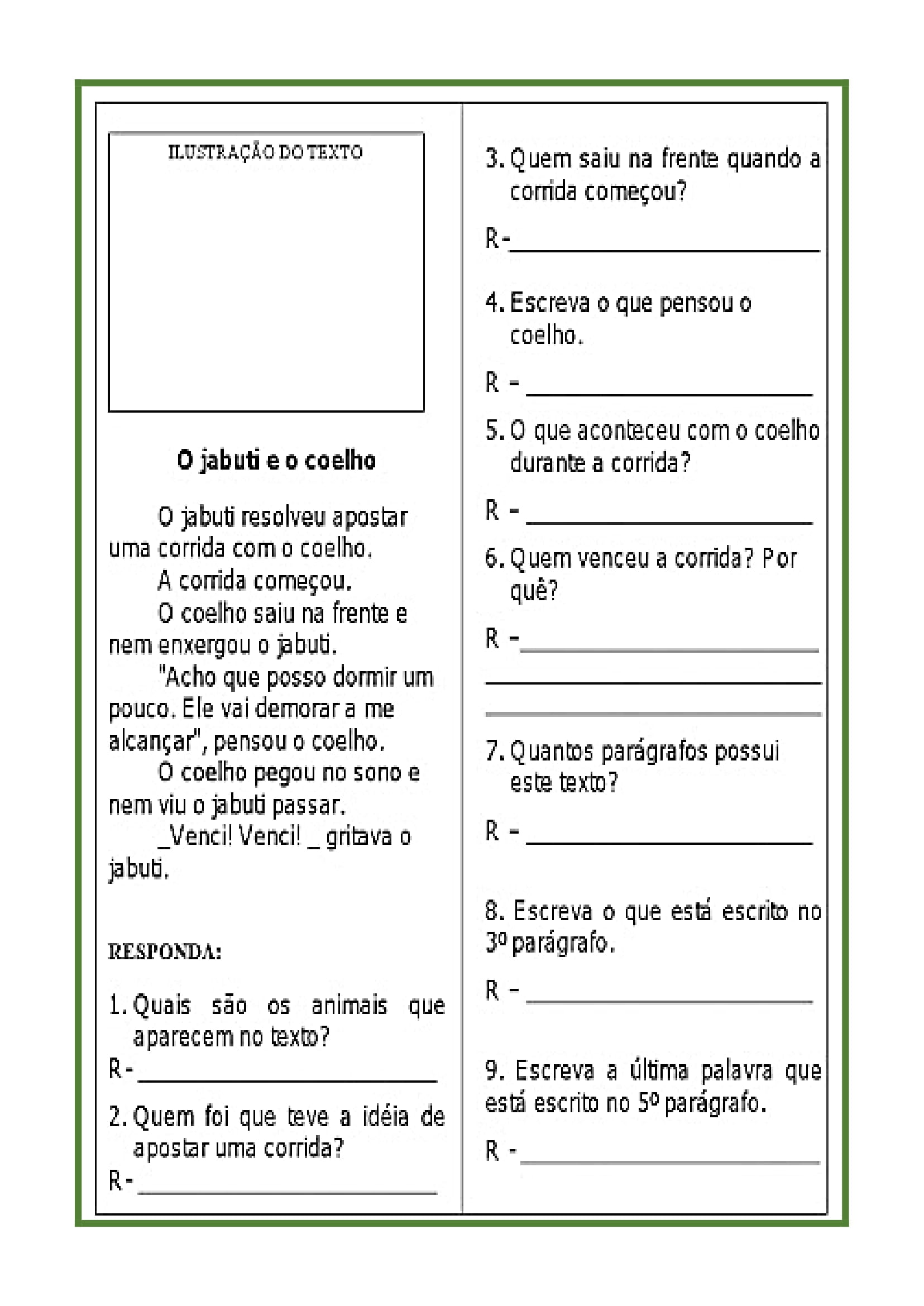 3º Ano Atividades De Leitura E Interpretação De Textos Prof Noninha 