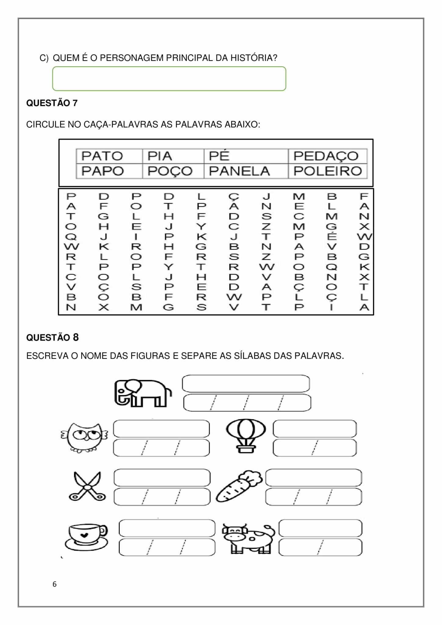 1° ANO - Avaliação trimestral de língua portuguesa - 1° trimestre ...