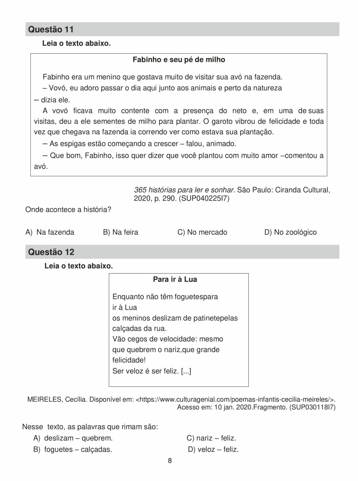 3° ano - Avaliação trimestral de língua portuguesa - 1° trimestre ...