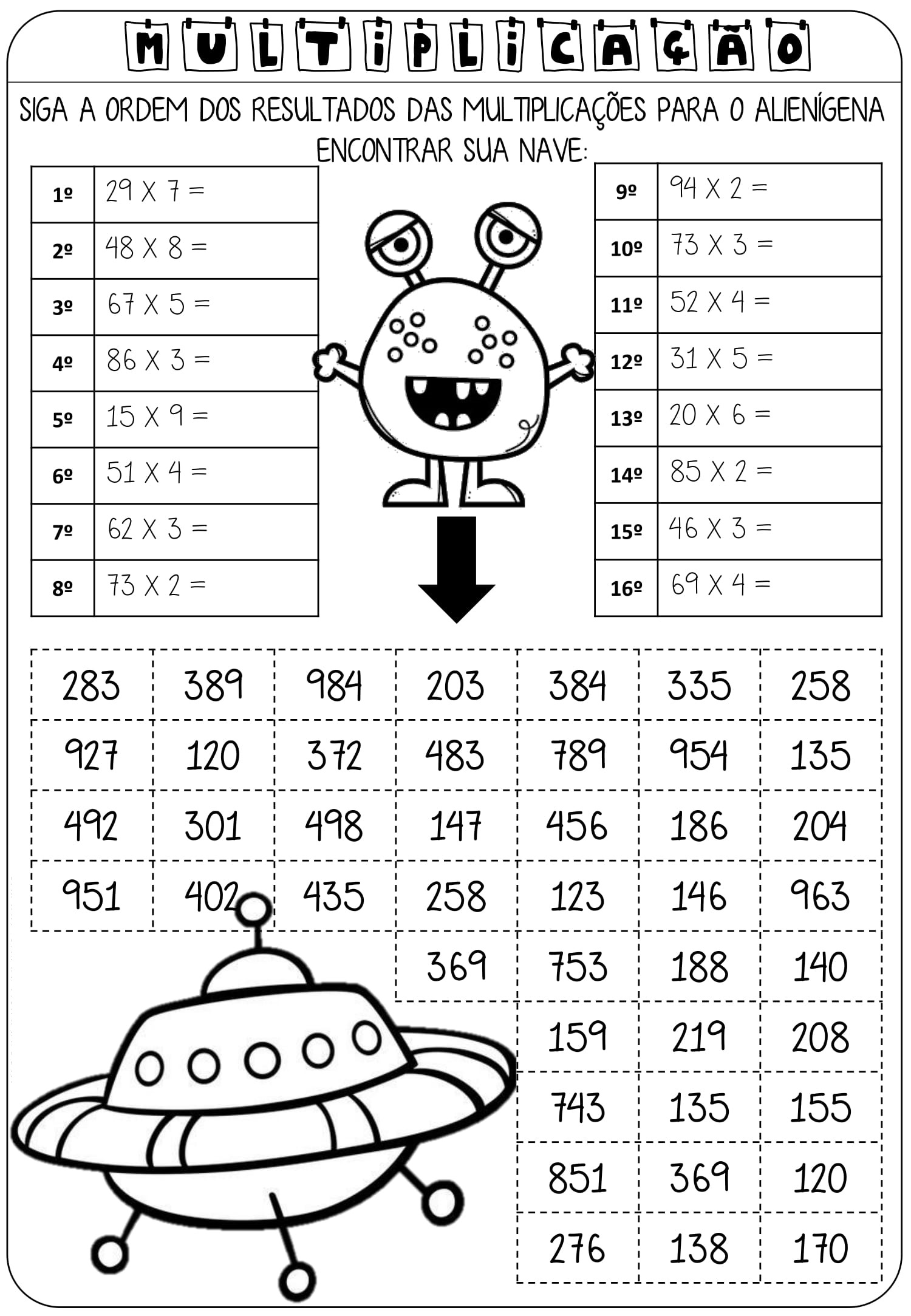 3º ao 5º ano - Exercícios de multiplicação com reagrupamento - Prof ...