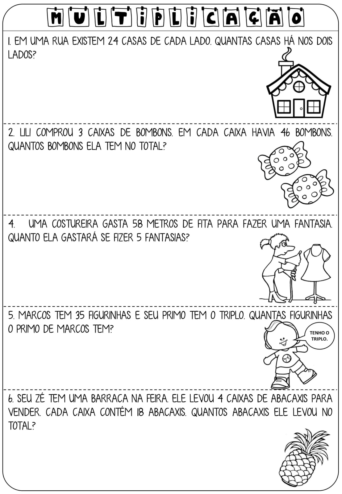 3º ao 5º ano - Exercícios de multiplicação com reagrupamento - Prof ...